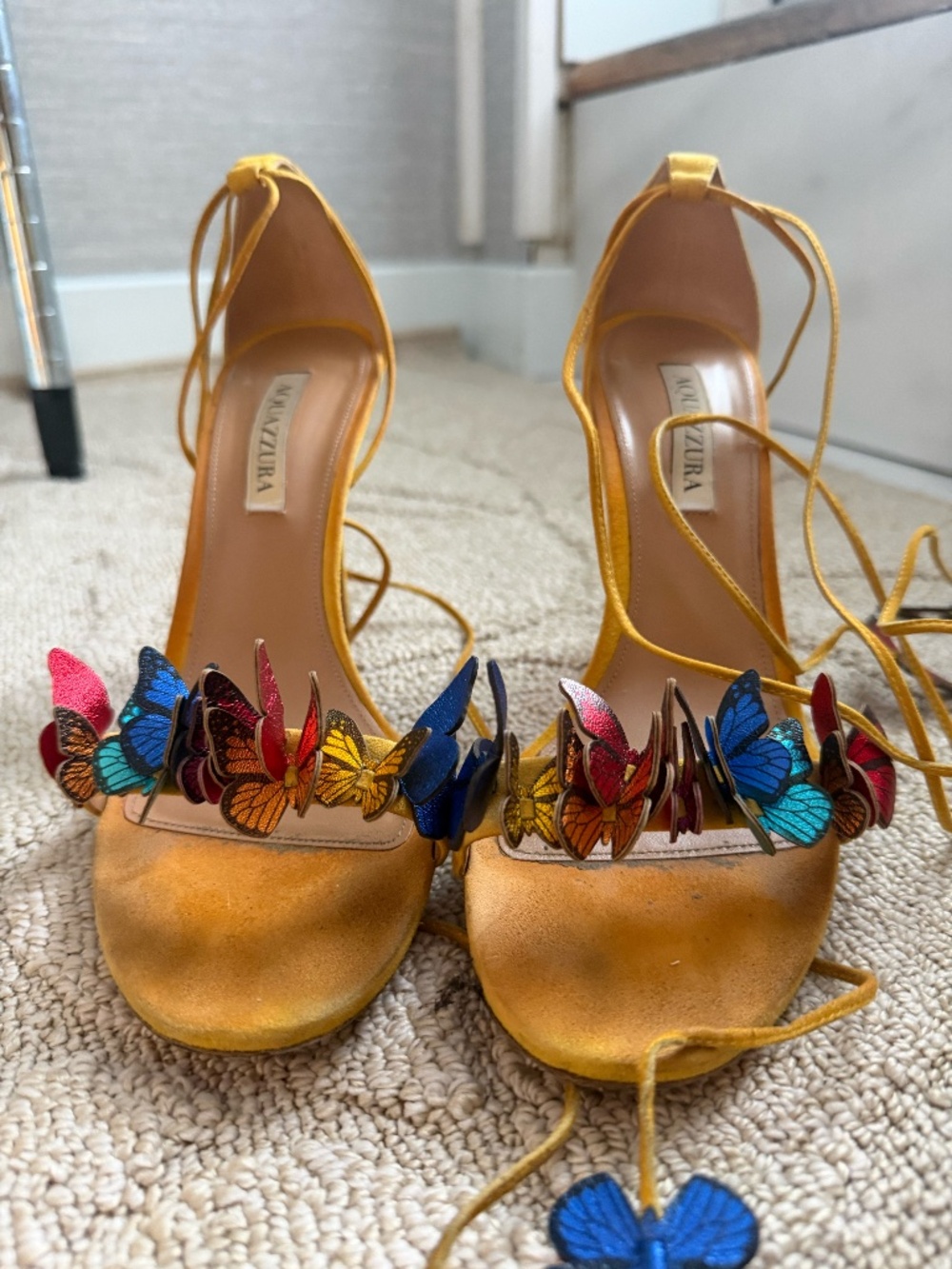 Aquazzura Papillon 105 Suede Sandals